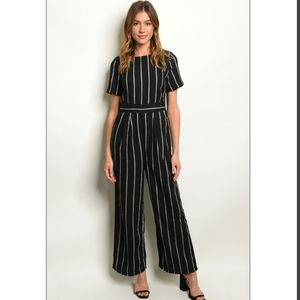 New Black and White Stripped Jumpsuit